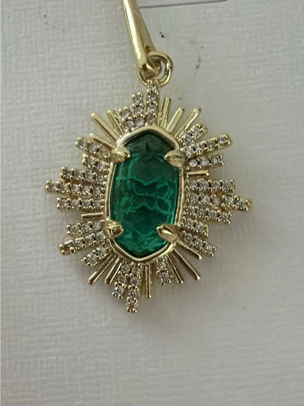 Kendra Scott Grayson Sunburst Drop Earrings in Green Glass NEW
